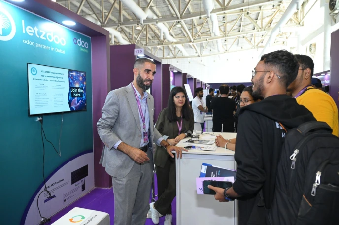 Exhibition floor with 180+ exhibitors at Odoo Experience India 2026
